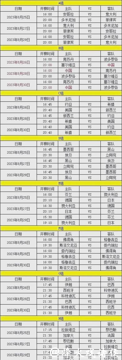 2026世界杯赛事时间安排一览表